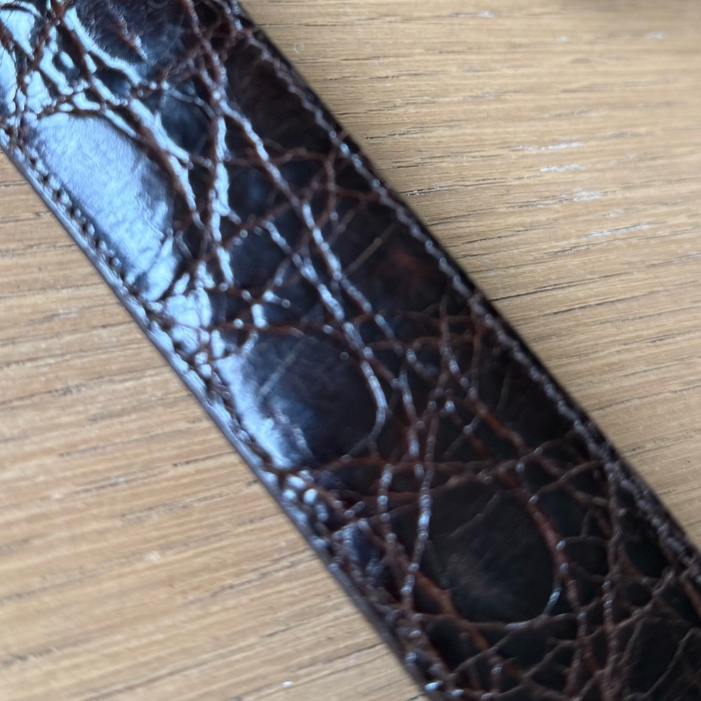 GUCCI VTG Crocodile Embossed Amber Jewel Brown Leather Belt Size Large - Picture 9 of 15